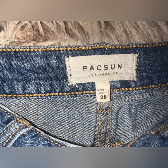 PACSUN women’s distressed button zipper blue jeans mini skirt - Picture 9 of 9